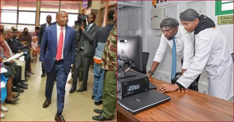 Collaged photos of CSs Kithure Kindiki and Kipchumba Murkomen.